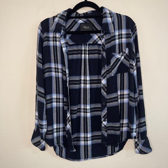 Rails Hunter Admiral Blue & Yellow Plaid Button Down Shirt - Size M - Picture 3 of 6